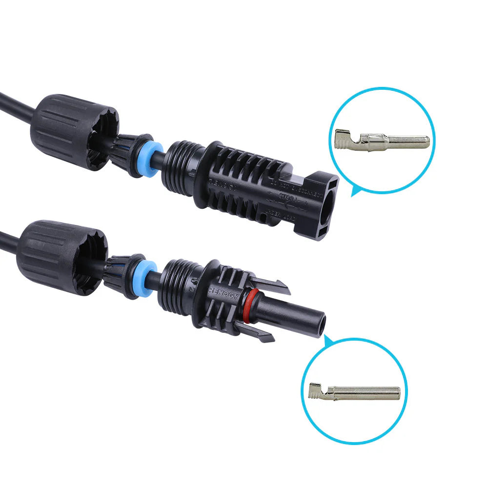 High-Quality Solar Extension Cables with PV Connectors - Red and Black Pair
