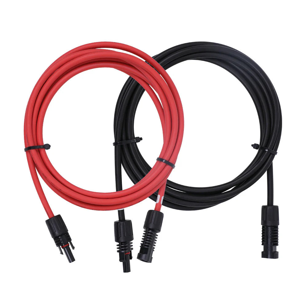 High-Quality Solar Extension Cables with PV Connectors - Red and Black Pair